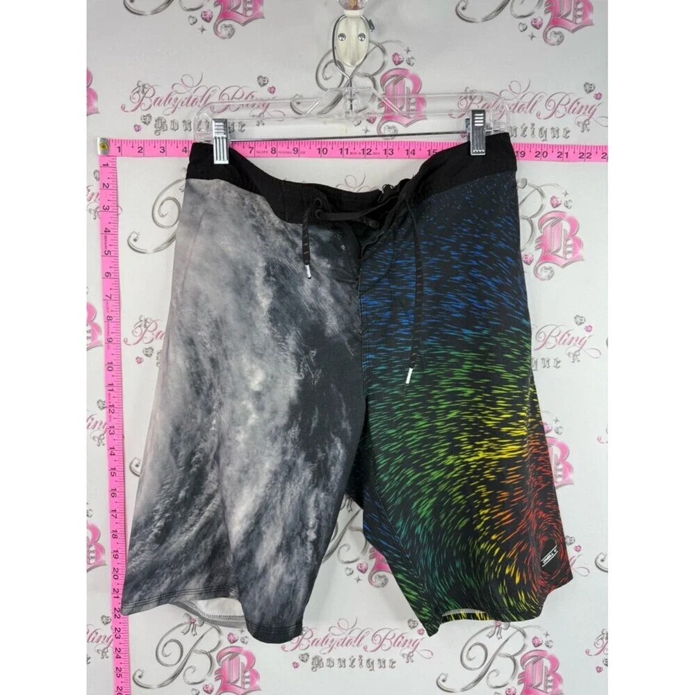 O'Neill shorts swim weather map Black Board Shorts with Multicolor Swirl Panel